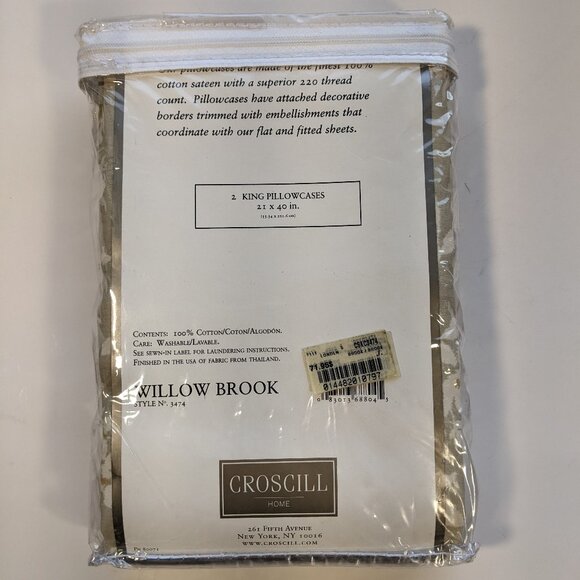 Croscill Two King Pillowcases Cotton Sateen 220 TC Willow Brook NEW OLD STOCK - Picture 3 of 7